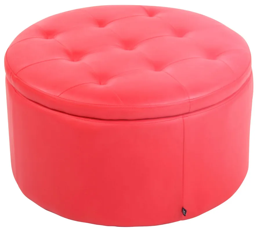 Otomana Puff Evora Simil cuero Rojo 60X60X35 cm - Sofás sillones puffs