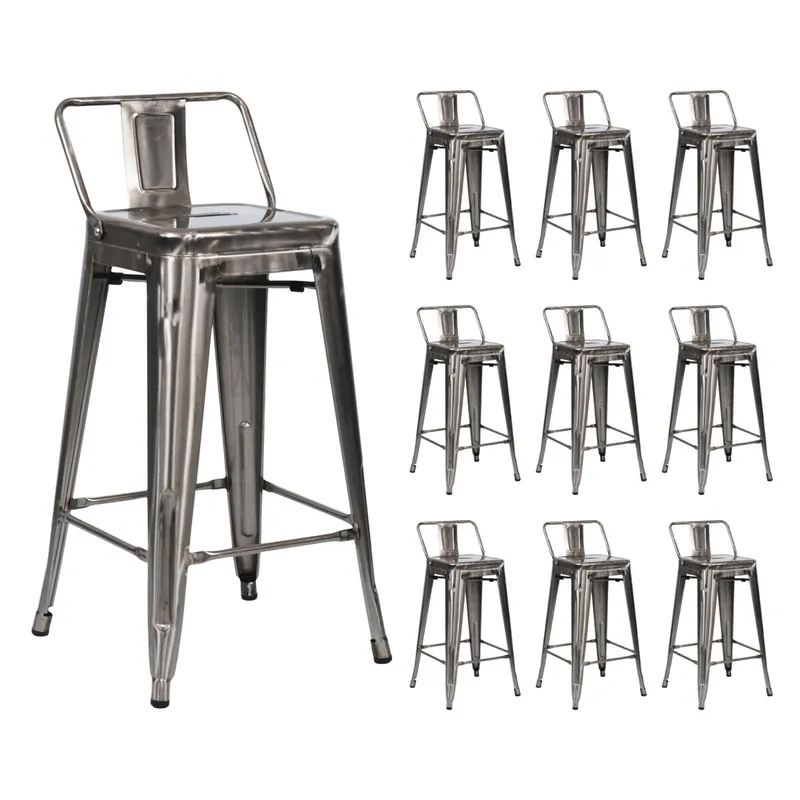 Pack 10 Taburetes Altos Industriales de Acero Thinia Home - Muebles