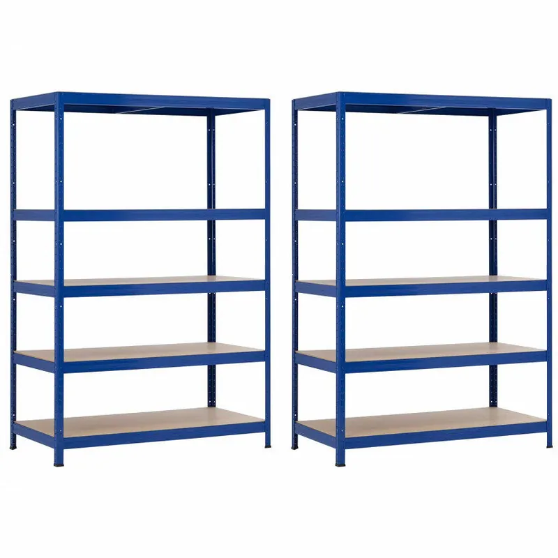 Pack 2 Estanterías Modulares con 5 Baldas Ajustables Azul 180x120x60cm 1250Kg Thinia Home - Muebles