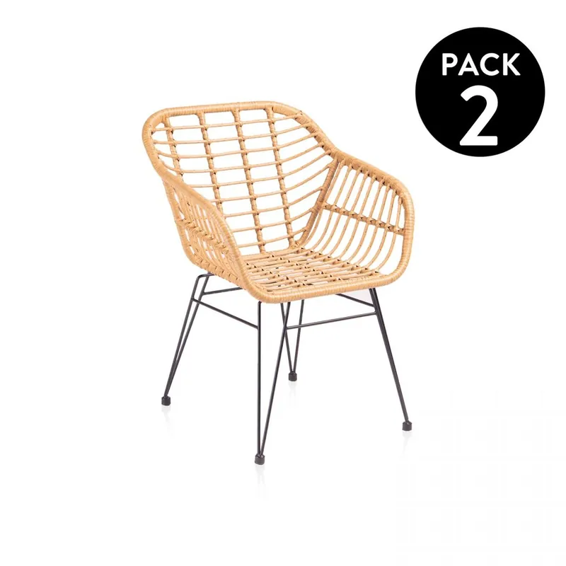 Pack 2 sillas de exterior Zaza Rattan 61 x 82 x cm - Jardín