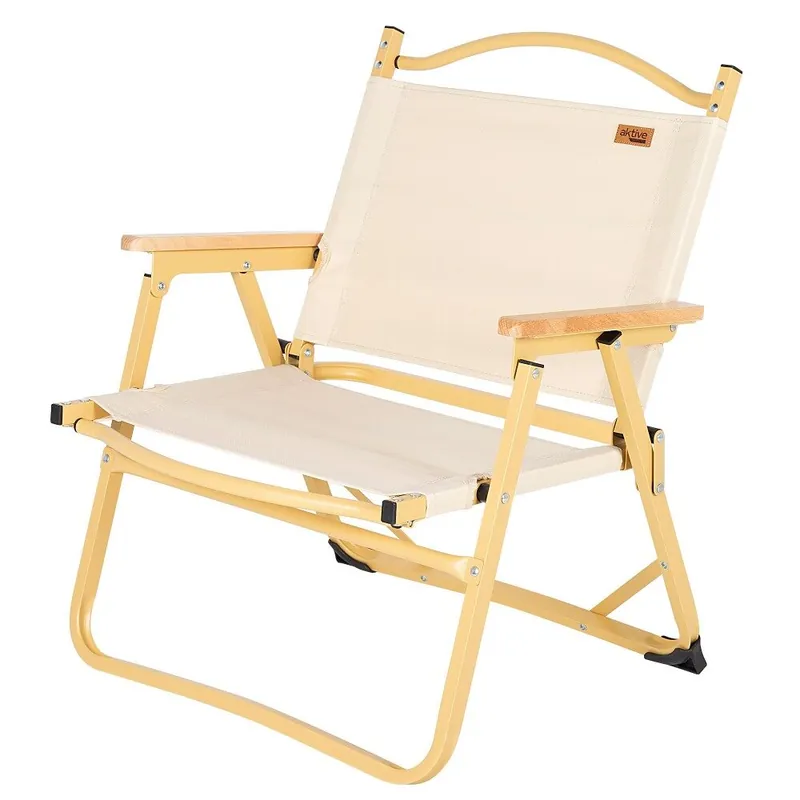 Pack 2 sillas plegables bajas glamping crema aluminio c/bolsillo Aktive - Jardín