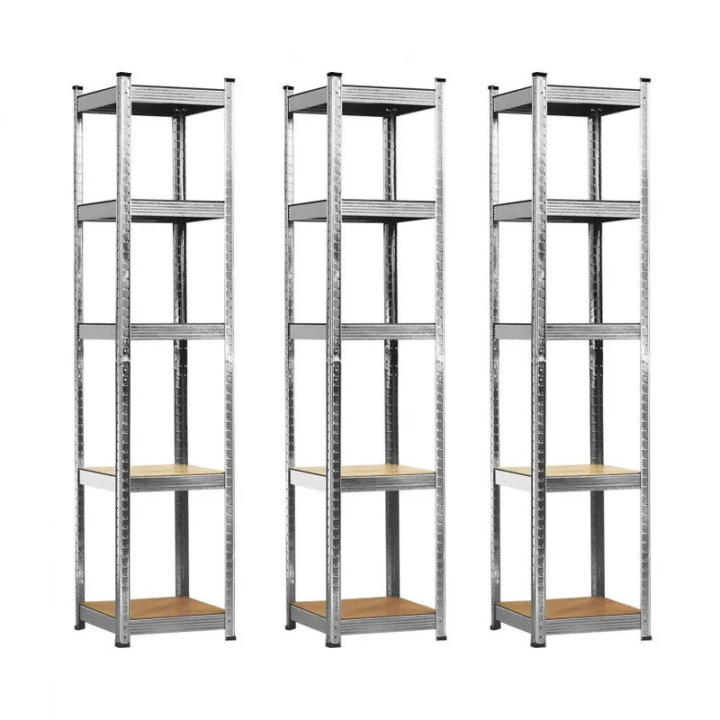 Pack 3 Estanterías Modulares con 5 Baldas Ajustables Gris 180x40x40cm 175Kg Thinia Home - Muebles