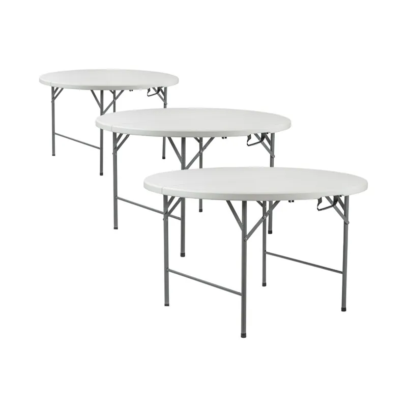 Pack 3 Mesas Plegables Redondas para Catering Efecto Granito 120x74cm Thinia Home - Jardín