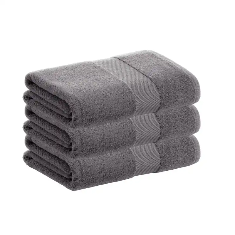 Pack 3 Toallas Gris Ducha de Algodón Donegal 70x140 cm Algodón 100% de 500gr/m2 de Calidad con Secado extra-rápido y de tendencia para primavera-verano