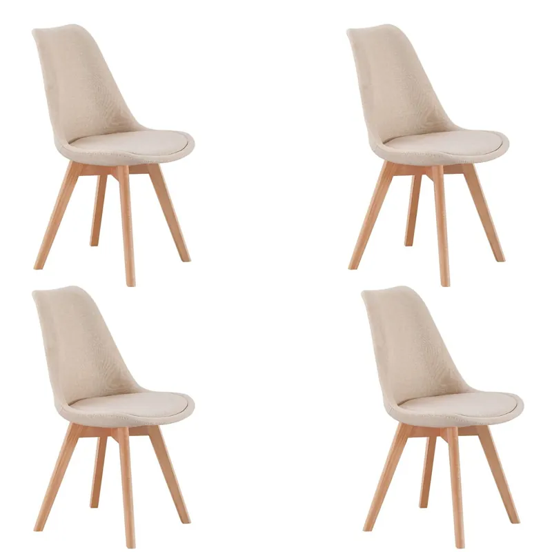 Pack 4 Sillas Comedor Bistro, Sillas de Cocina Tapizadas, Respaldo Tela, 48x84x54 cm - Muebles