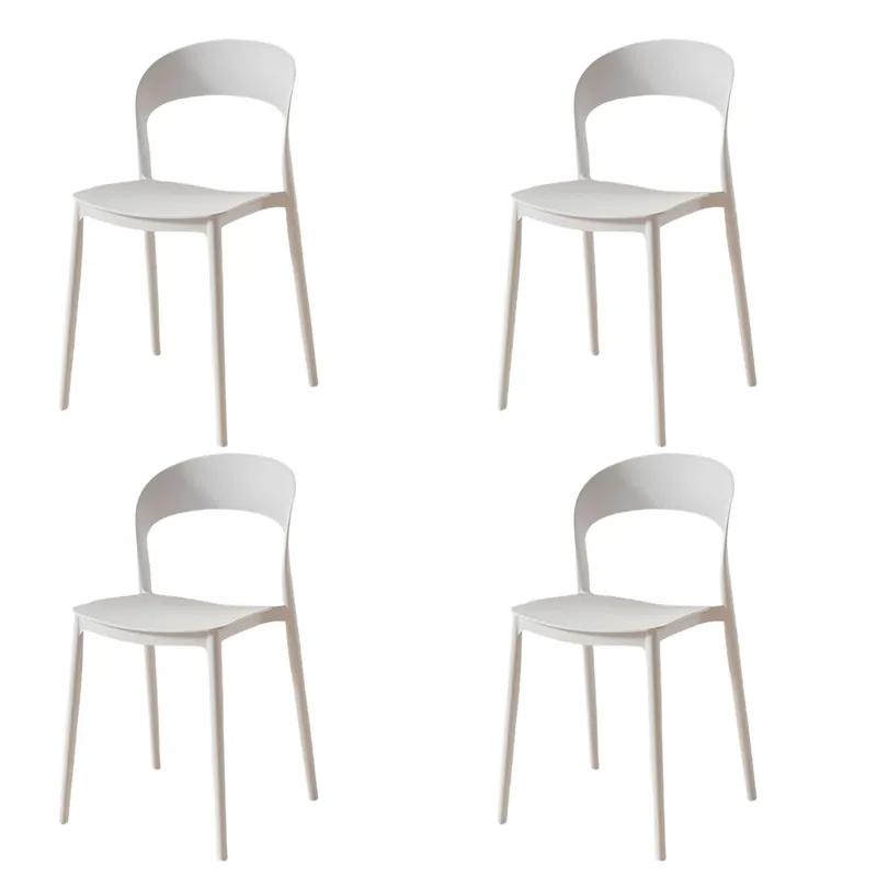 Pack 4 Sillas de Cocina Princeton Respaldo Redondeado Estilo Moderno en Color Blanco - Muebles