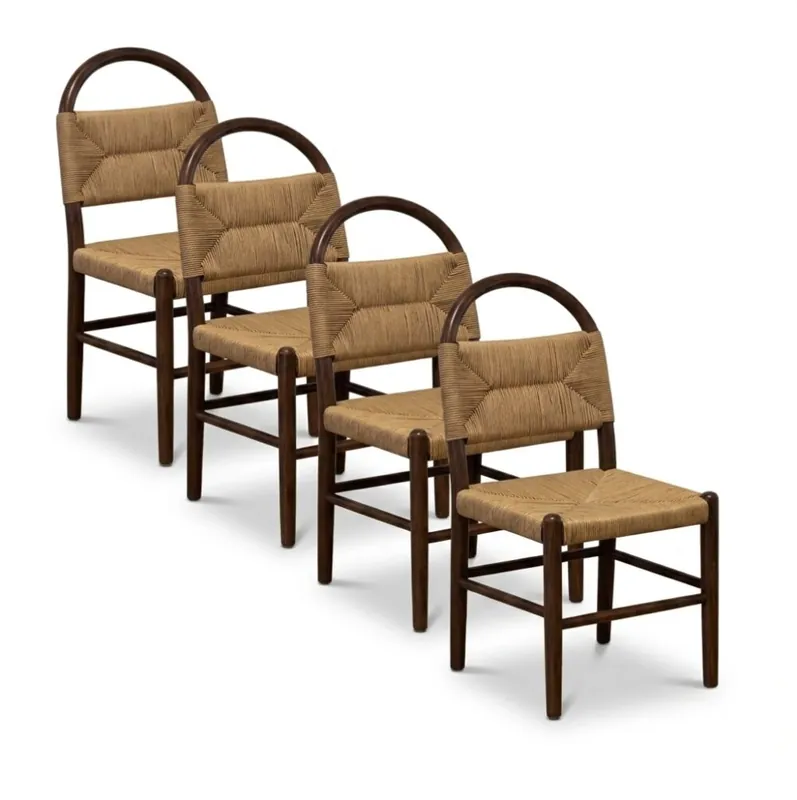 Pack 4 sillas madera de fresno con asiento trenzado - Muebles