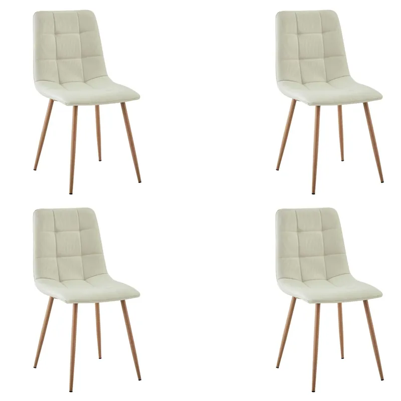 Juego de Sillas Comedor Portland, Sillas Tapizadas con Tela Beige y Patas Roble Metal 43x88x48 cm - Muebles