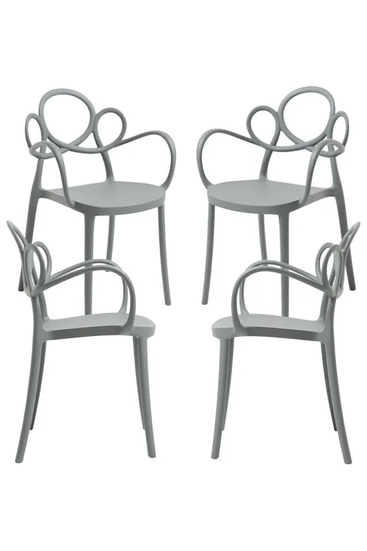 Pack 4 Sillas Sky con Reposabrazos - Blanco