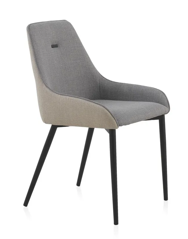 Pack 4 sillas tapizadas bicolor beige/gris patas metálicas negras - Muebles
