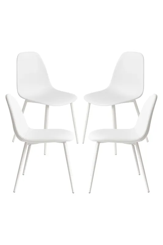 Pack 4 Sillas White Teok Polipiel - Blanco