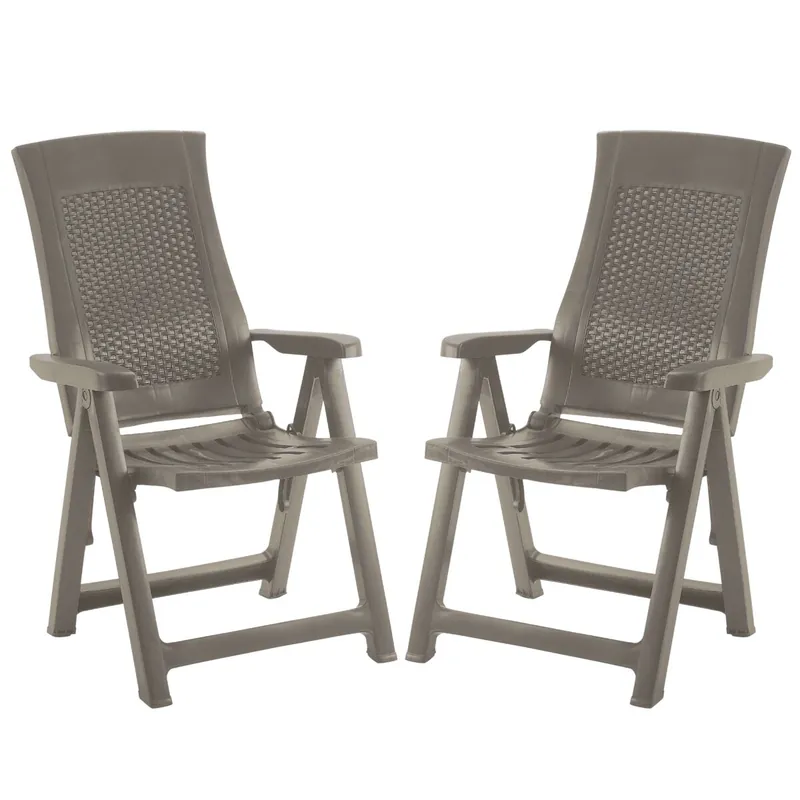 Pack 4 Sillones Plegables Muebles de Exterior Gold Estilo Práctico en Color Marrón 59x108x62 cm - Jardín