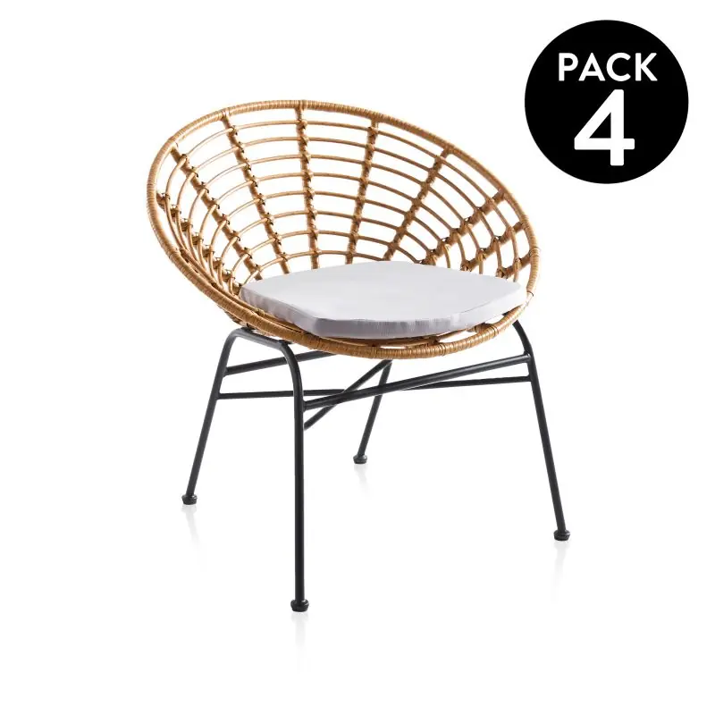 Pack 4 sillones Talma Rattan 70 x 75 x cm - Jardín