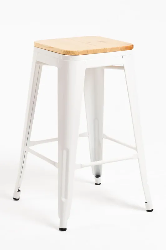 Pack 4 Taburetes Torix Bajos Madera Natural - Blanco
