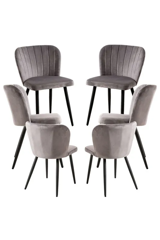 Pack 6 Sillas Luk Terciopelo - Gris oscuro