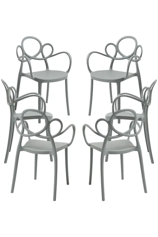 Pack 6 Sillas Sky con Reposabrazos - Gris oscuro