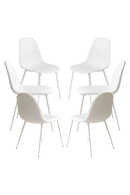 Pack 6 Sillas White Teok Polipiel - Blanco