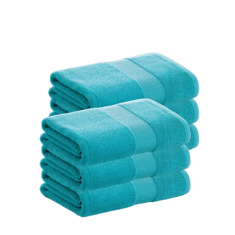 Pack 6 Toallas Turquesa Lavabo de Algodón Donegal 50x100 cm Algodón 100% de 500gr/m2 de Calidad con Secado extra-rápido y de tendencia para primavera-verano
