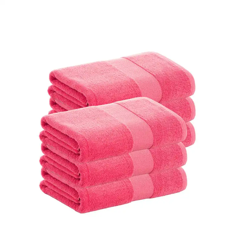 Pack 6 Toallas Rosa Tocador de Algodón Donegal 30x50 cm Algodón 100% de 500gr/m2 de Calidad con Secado extra-rápido y de tendencia para primavera-verano