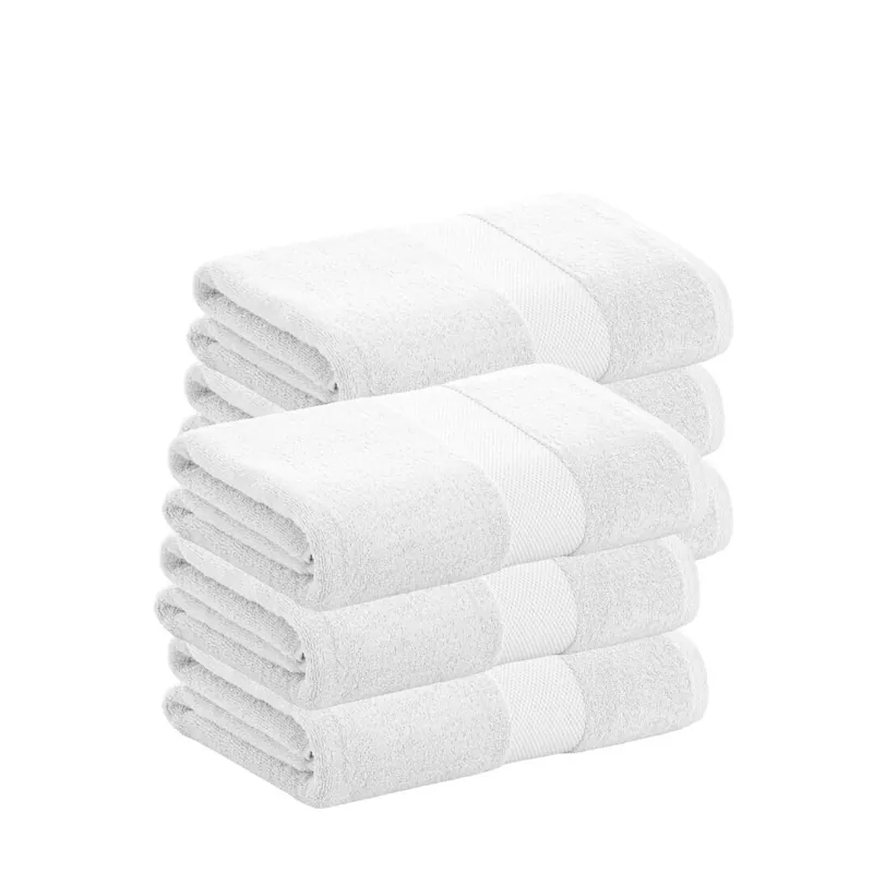 Pack 6 Toallas Blanco Tocador de Algodón Donegal 30x50 cm Algodón 100% de 500gr/m2 de Calidad con Secado extra-rápido y de tendencia para primavera-verano