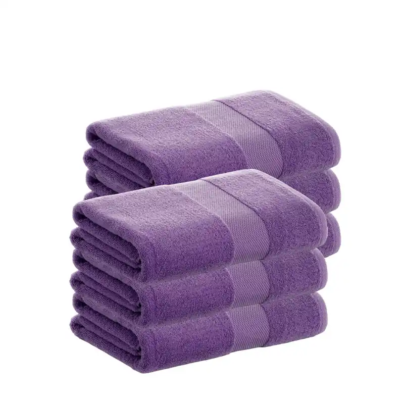 Pack 6 Toallas Malva Tocador de Algodón Donegal 30x50 cm Algodón 100% de 500gr/m2 de Calidad con Secado extra-rápido y de tendencia para primavera-verano