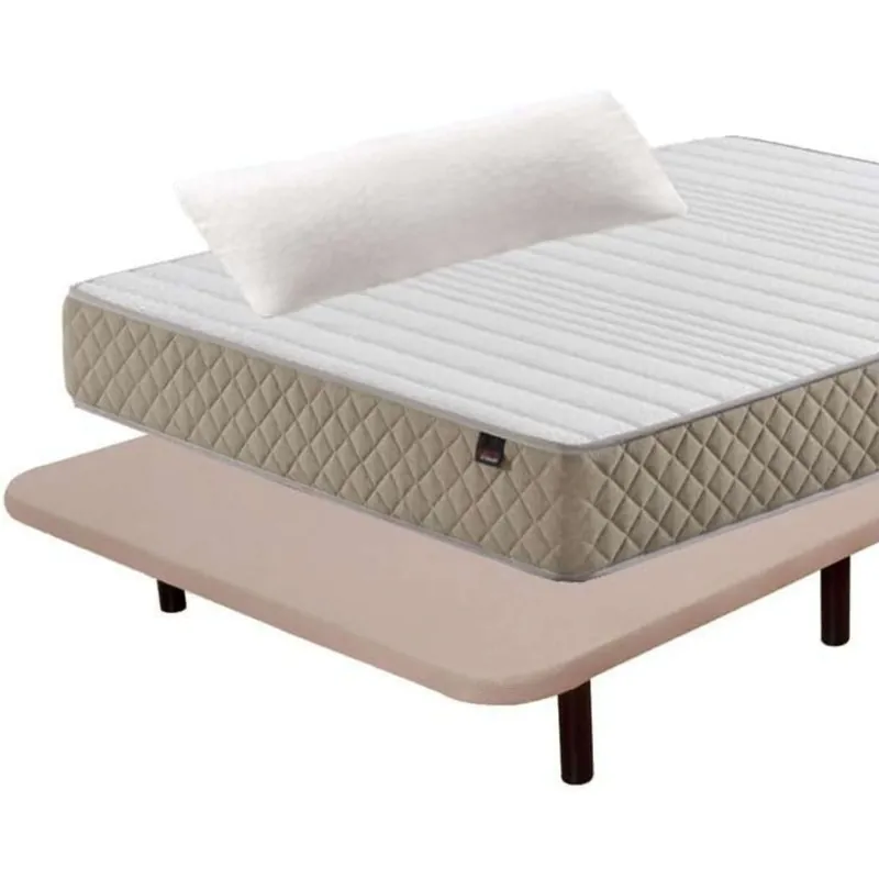 Pack Ahorro Deluxe Descanso Completo 150x190 cm (colchón + Base Tapizada + Patas + Almohada)