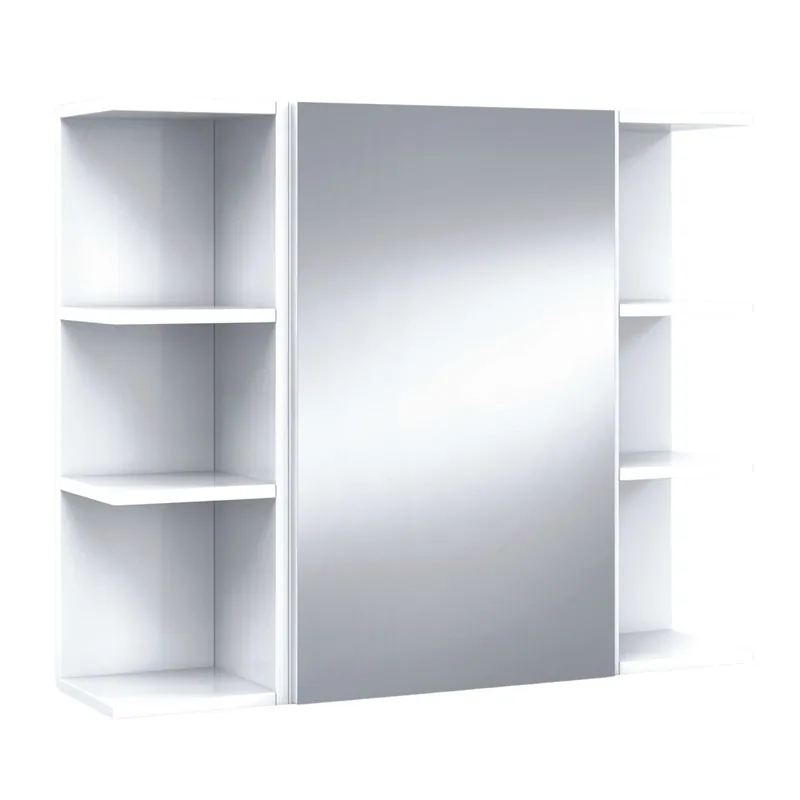 Pack Armario con Espejo + 2 Espejos Color Blanco Brillo baño Aseo Muebles almacenaje 65x80x21 cm
