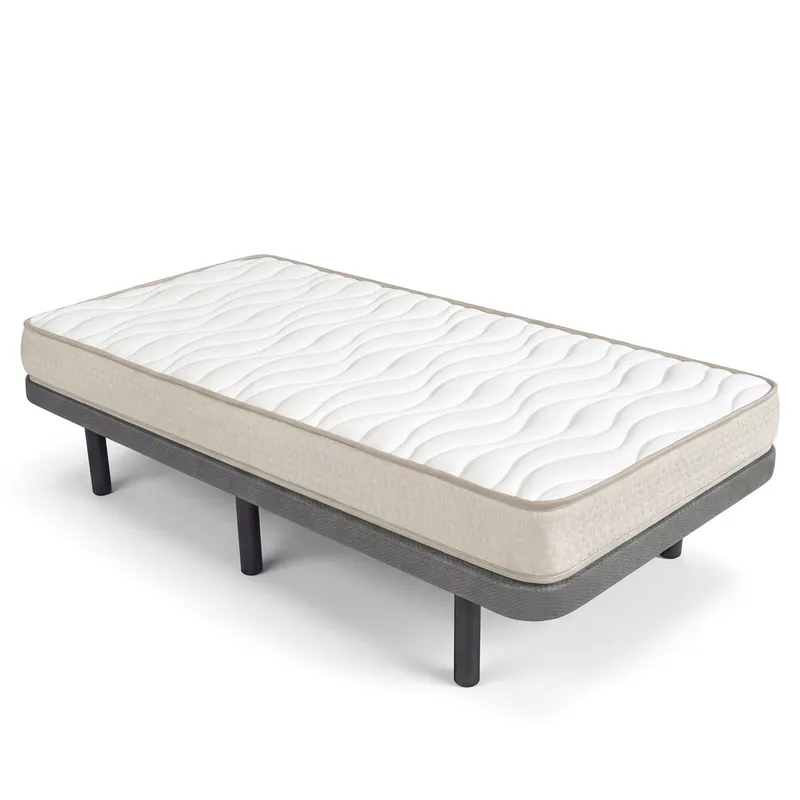 Pack Base tapizada Dollie con Colchón viscoelástico Nova 90 x 190 cm Altura 15cm Firmeza media alta Tejido Transpirable y Antiacaros - Descanso