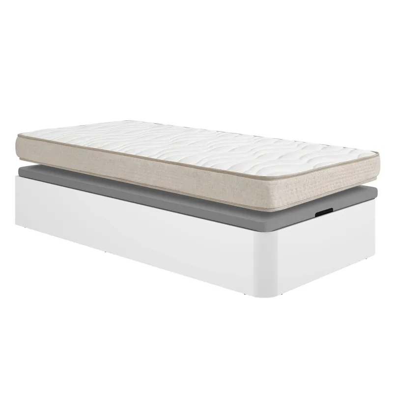 Pack ahorro juvenil Canapé abatible Round con Colchón viscoelástico Nova 90 x 190 cm - Descanso