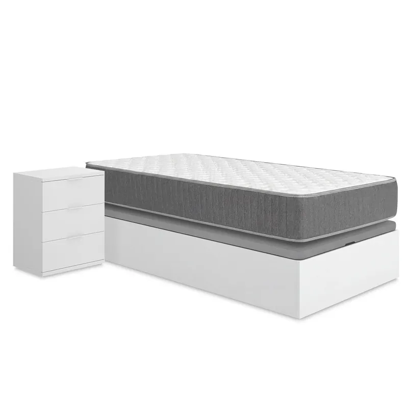 Pack ahorro juvenil Canapé Nest con Colchón Aurea 90 x 190 cm y Mesita de noche Rio - Descanso