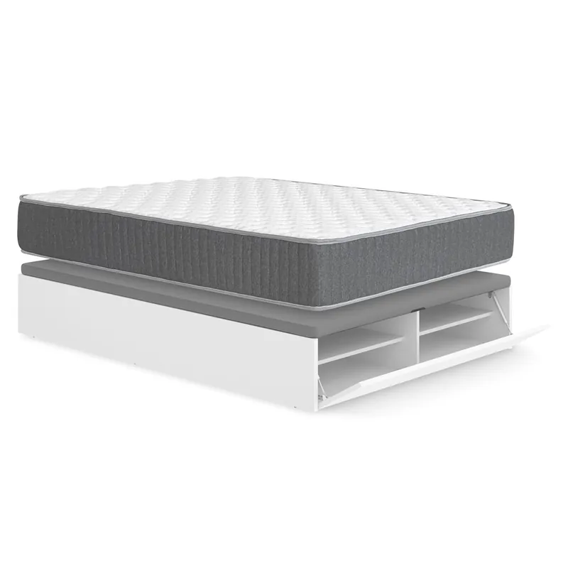 Pack ahorro matrimonio Canapé con zapatero Lan y Colchón viscoelástico y muelles Aurea 135 x 190 cm - Descanso
