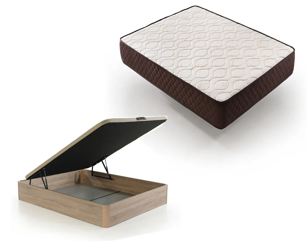 Pack Colchon + Canape Abatible Descansin | 90 x 190 | Beis | Maxima Comodidad | Gran Almacenaje - Descanso