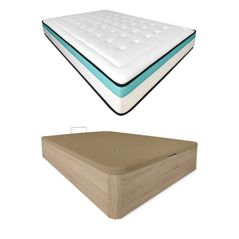 Pack Colchón Viscoelástico Bio Max + Canapé Madera Abatible 90x190 Con Montaje, Color Cambria - Descanso