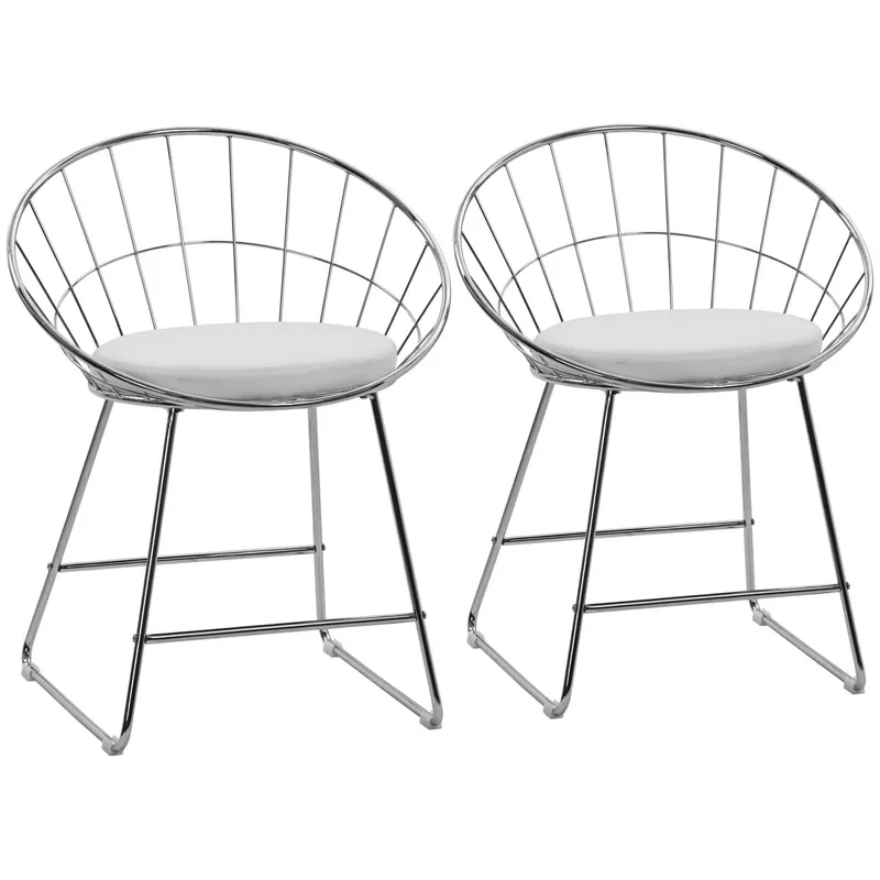 Pack de 2 sillas de metal blanco y cojín blanco ALEX - Muebles