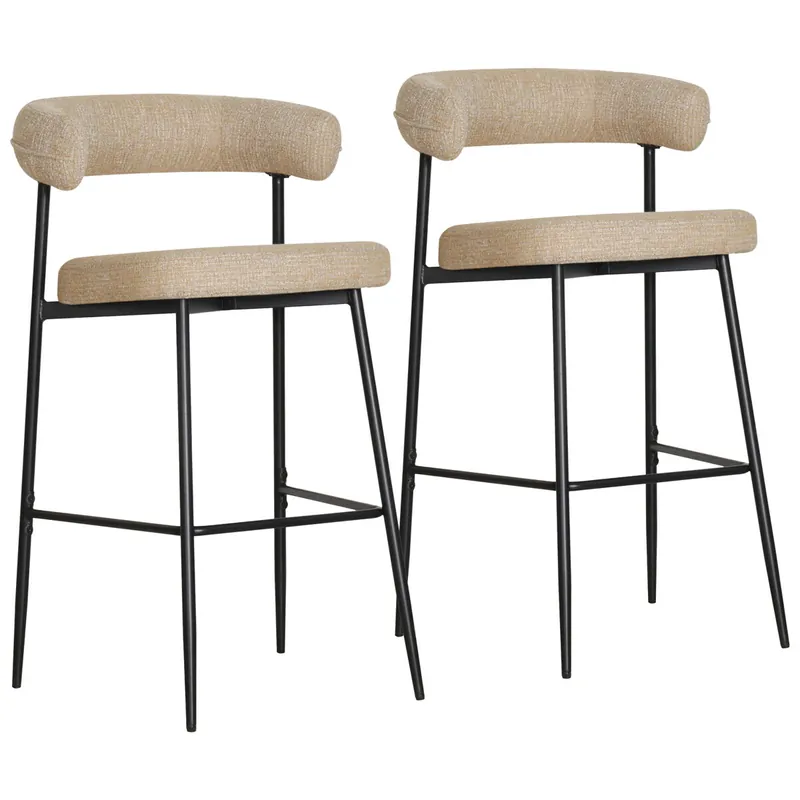 Pack de 2 taburetes de bar en tejido verde jaspeado THEA - Muebles