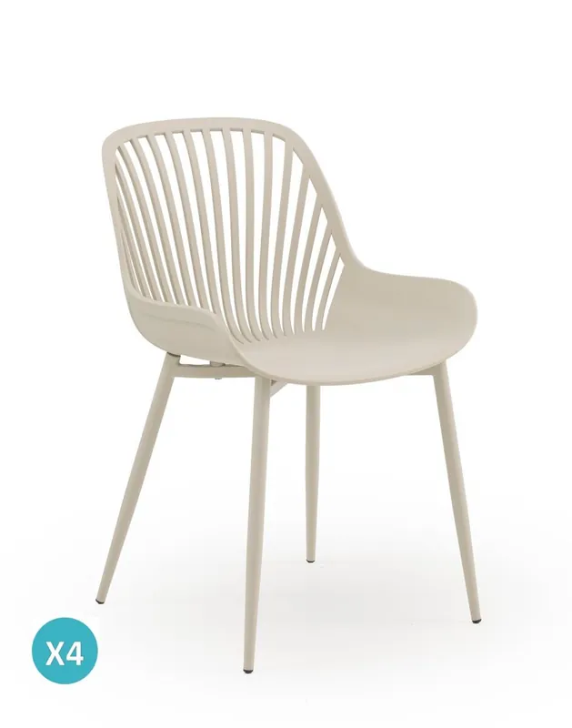 Pack de 4 sillas polipropileno con patas metálicas - Muebles