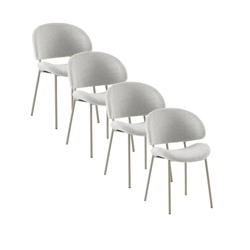 Pack de 4 sillas tapizadas en chenilla color blanco - Muebles
