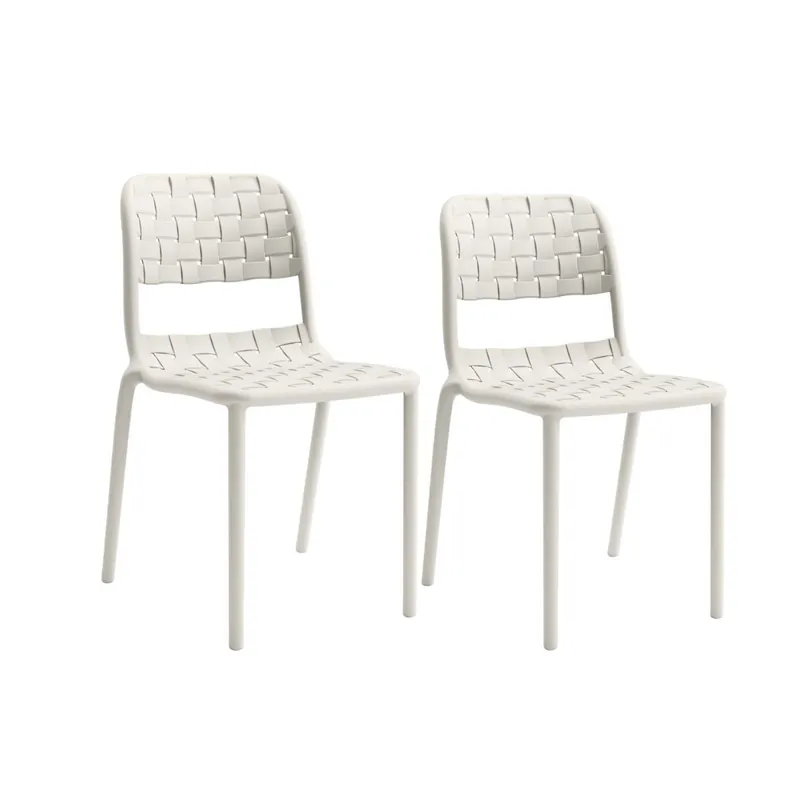 Pack de 2 sillas de exterior Bora apilables con protección UV blanco Adec - Jardín