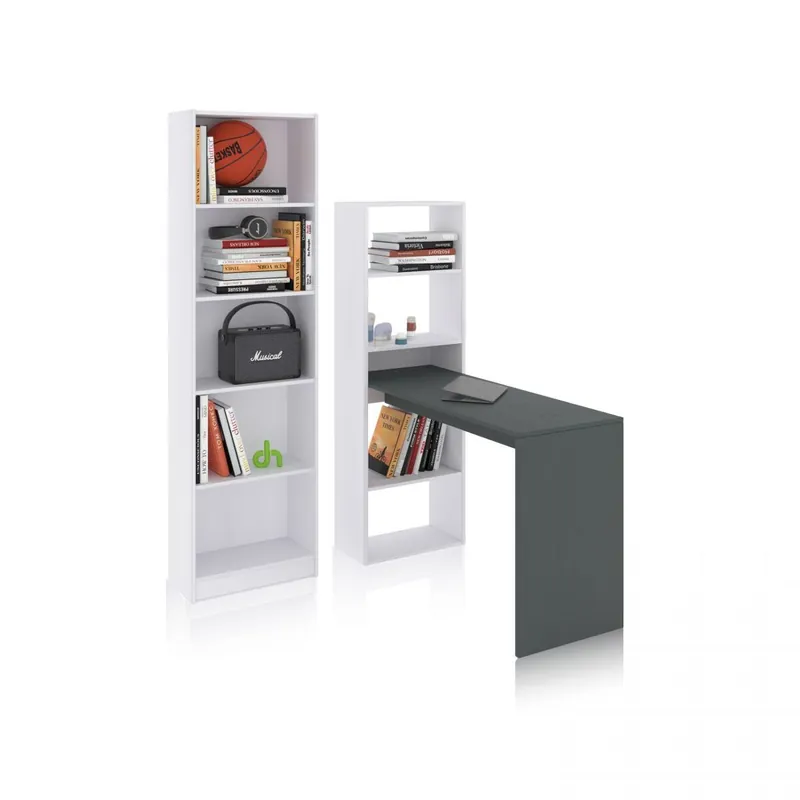 Pack escritorio y estantería Cosmic Plus Blanco Artik (Blanco Mate) 120 x 71 x 53 cm - Muebles