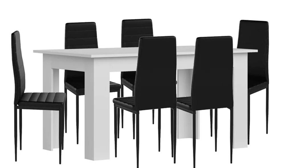 Pack Mesa de Comedor o Cocina + 6 Sillas en Polipiel/metal - Muebles