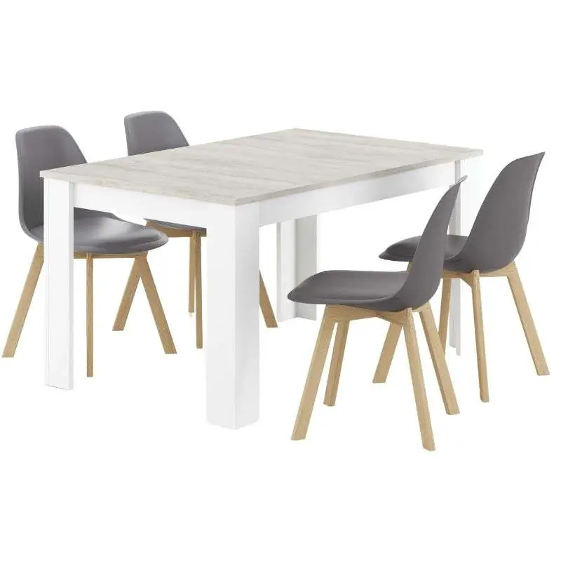 Pack Mesa y 4 sillas estilo Nórdico en Gris Cemento Estilo Moderno - Muebles