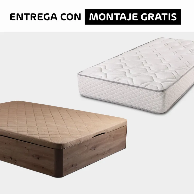 Pack SPRING 90x190cm muelles y visco y canapé roble SOMNALIS - Descanso