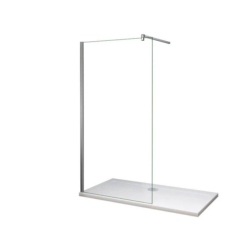 Mampara de ducha fija Vidrio Templado de 10mm con Tratamiento Antical con Barra de 90cm Perfil Cromo (88-90)x200cm