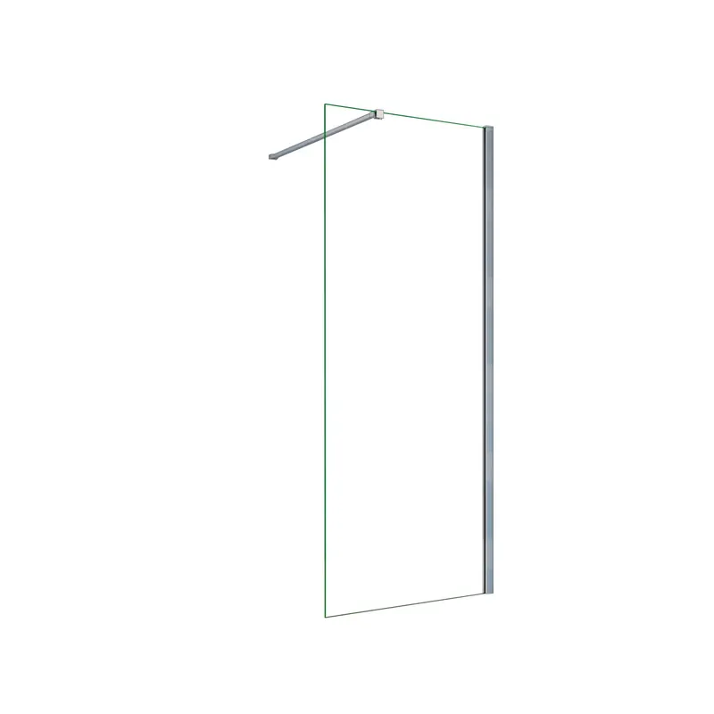 Mampara de ducha fija Vidrio Templado de 8mm con Tratamiento Antical con Barra Fija de 90cm Perfil Cromo (68-70)x190cm