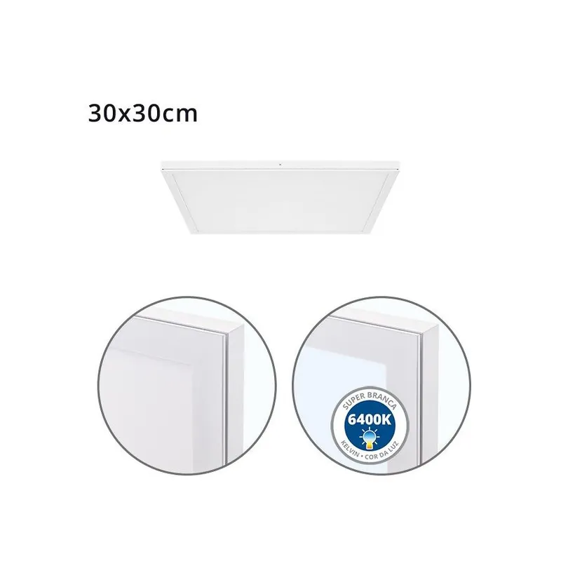 panel led cuadrado aluminio color blanco serie voltaire 30cm - Decoración