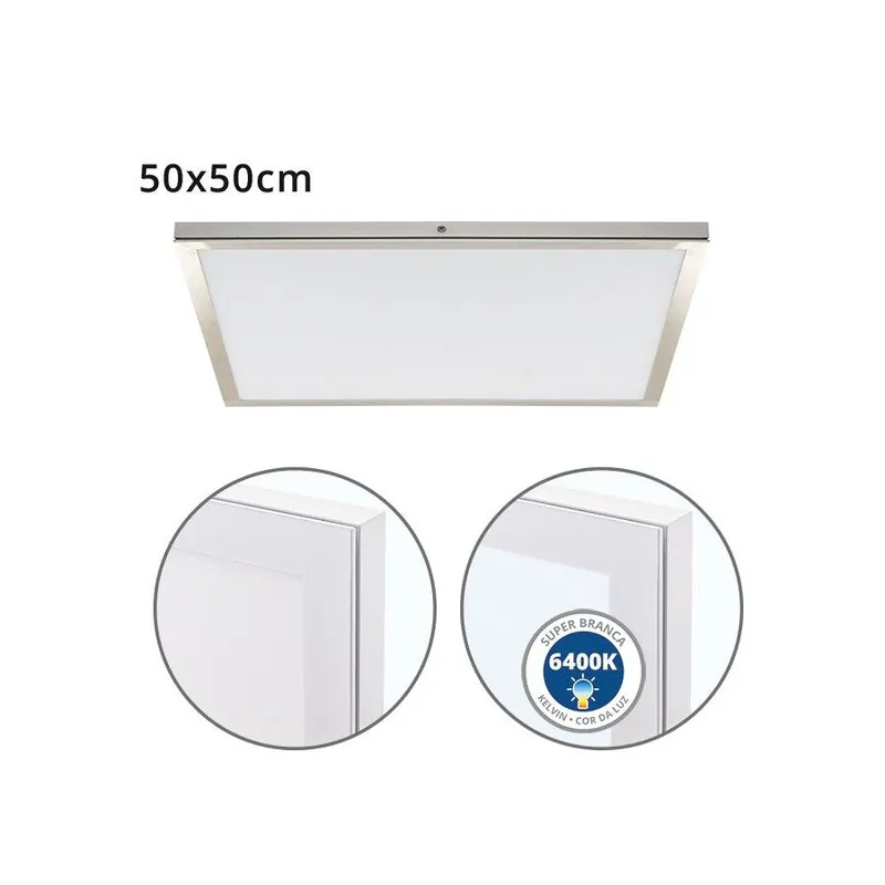 panel led cuadrado aluminio color niquel serie voltaire 50cm - Decoración