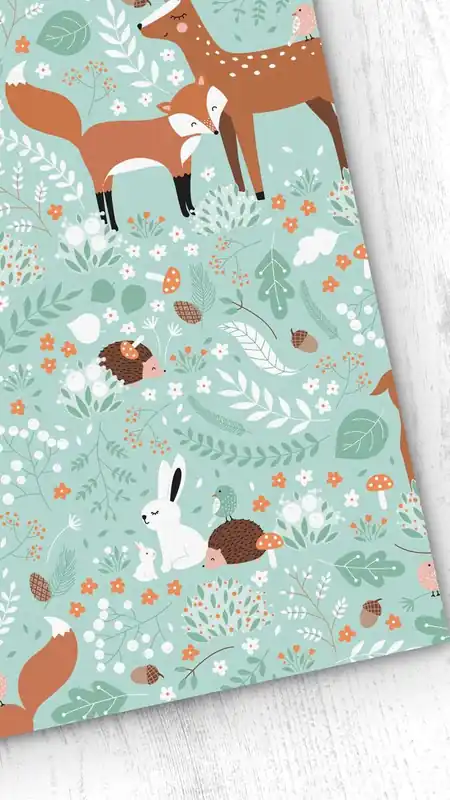 Papel pintado Infantil Ciervo Ciervo - Verde - 1 rollo 55 x 300 cm