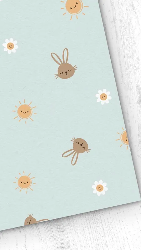 Papel pintado Infantil Conejito Conejito - Verde - 1 rollo 55 x 300 cm