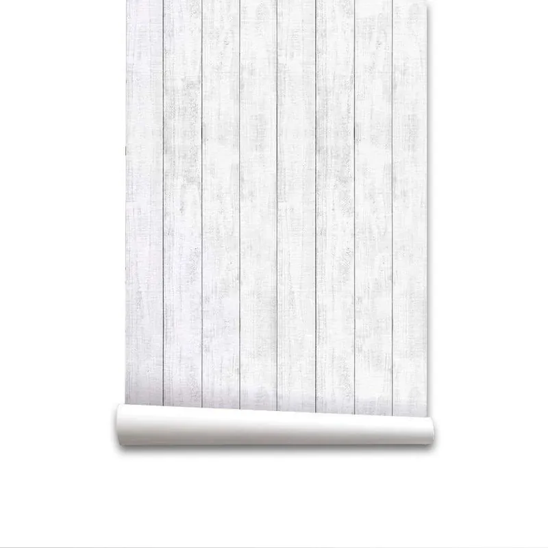 Papel pintado Madera Madera - Blanco - 1 rollo 55 x 300 cm