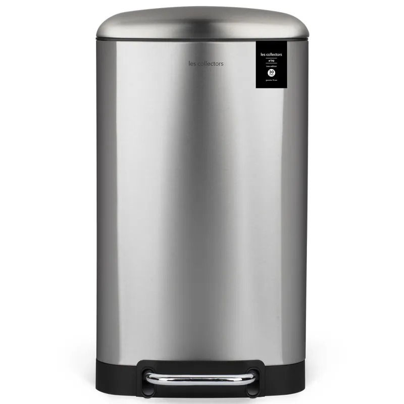 Papelera Cocina Pedal 30L Les Collectors N°712 | Acero Inoxidable | Cubo Interior Extraíble | Cierre Silencioso | Plateado - Baño